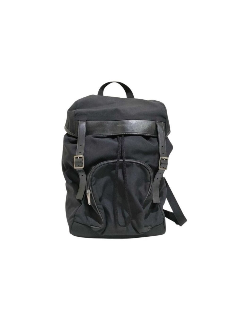 Saint Laurent Backpack Hunting Rock Sac Black Canvas Leather Silver